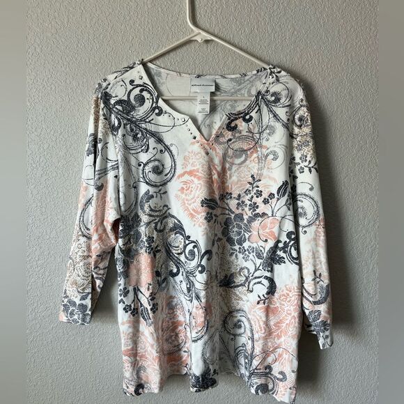 Y2K studded goth Floral paisley Print Women's Top L cotton blend - Picture 1 of 4